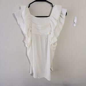 BAR III WHITE‎ RUFFLED sleeve tank top Medium